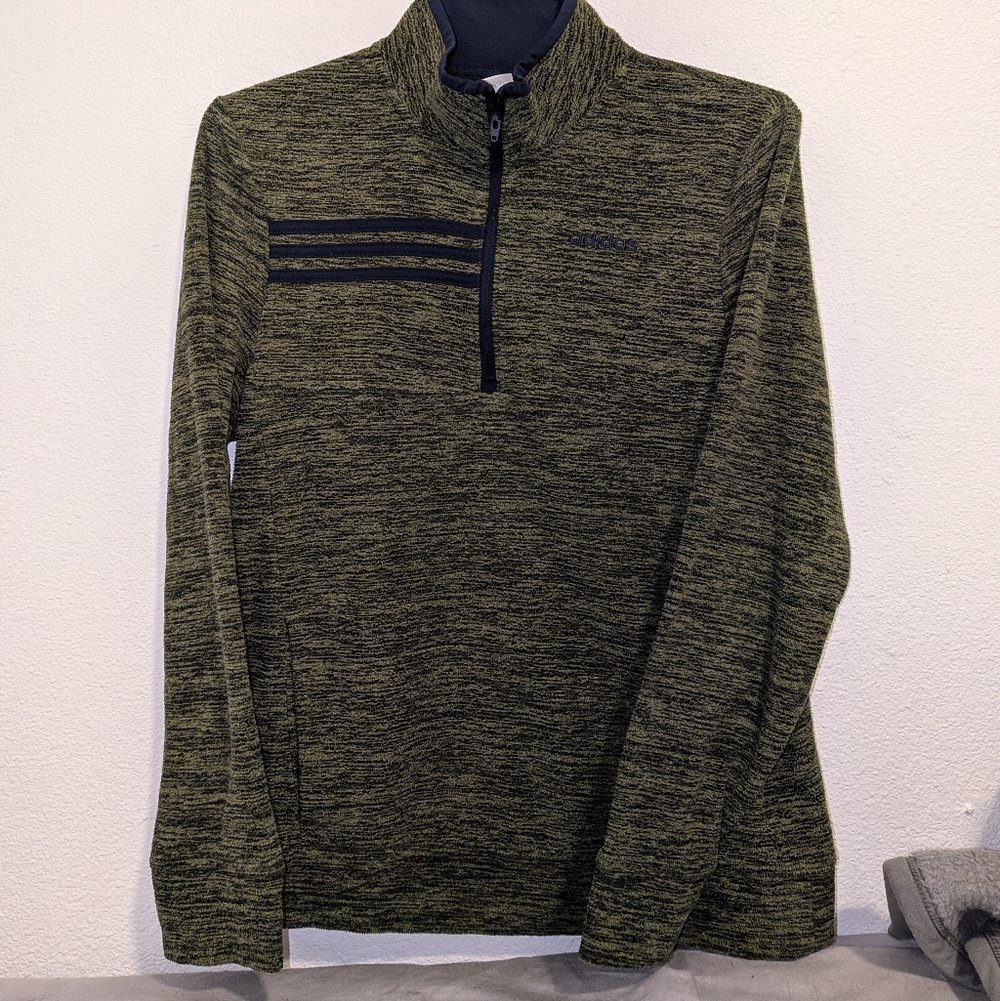 adidas Men's Zip Up Sweater - Olive and Black